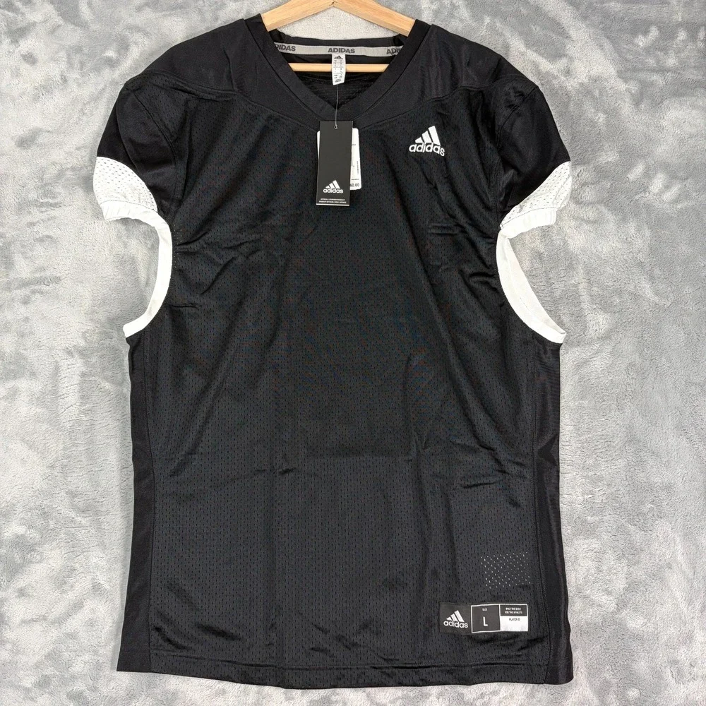 adidas Men's PRES COV 2.0 J Football Jersey Size Large Black White Mesh V-Neck